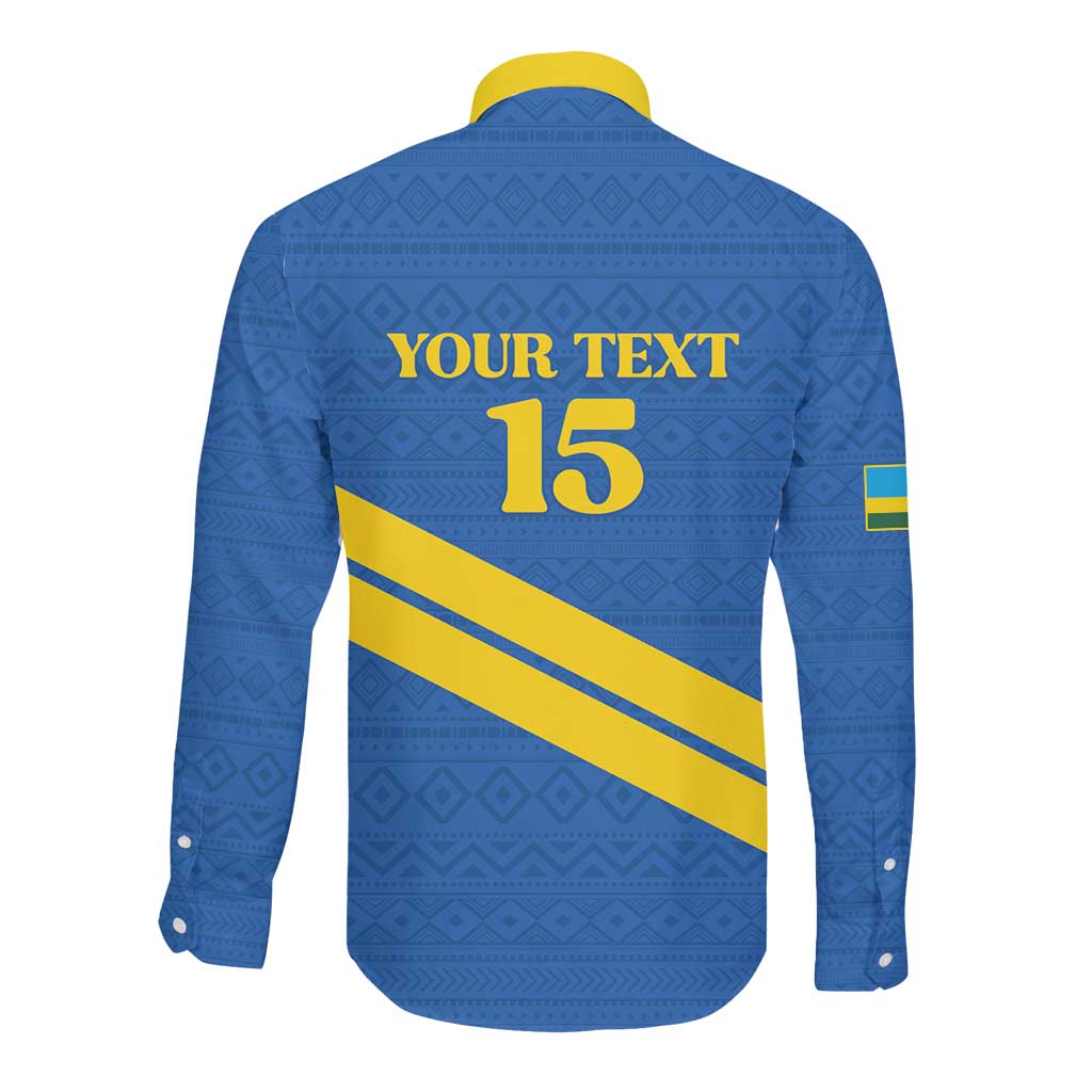 Custom Rwanda Football Long Sleeve Button Shirt Pride Of Rwanda - Blue - Wonder Print Shop