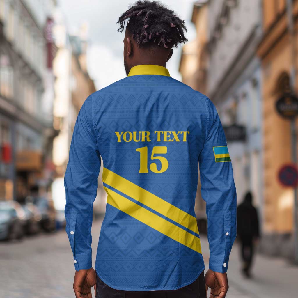 Custom Rwanda Football Long Sleeve Button Shirt Pride Of Rwanda - Blue - Wonder Print Shop