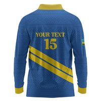 Custom Rwanda Football Long Sleeve Polo Shirt Pride Of Rwanda - Blue - Wonder Print Shop