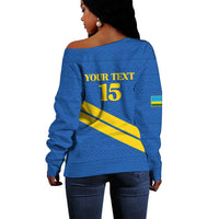 Custom Rwanda Football Off Shoulder Sweater Pride Of Rwanda - Blue - Wonder Print Shop