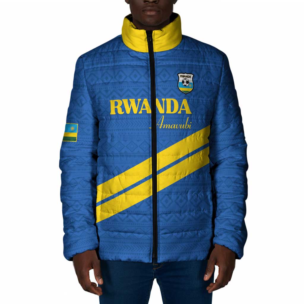 Custom Rwanda Football Padded Jacket Pride Of Rwanda - Blue - Wonder Print Shop