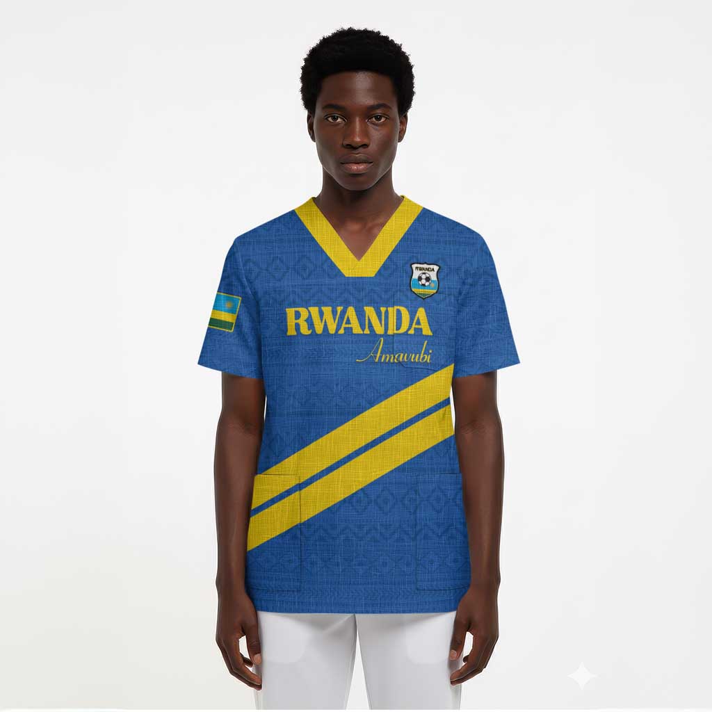 Custom Rwanda Football Scrub Top Pride Of Rwanda - Blue - Wonder Print Shop
