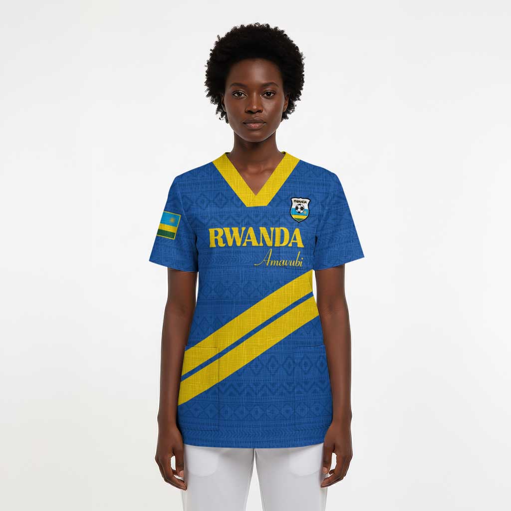 Custom Rwanda Football Scrub Top Pride Of Rwanda - Blue - Wonder Print Shop