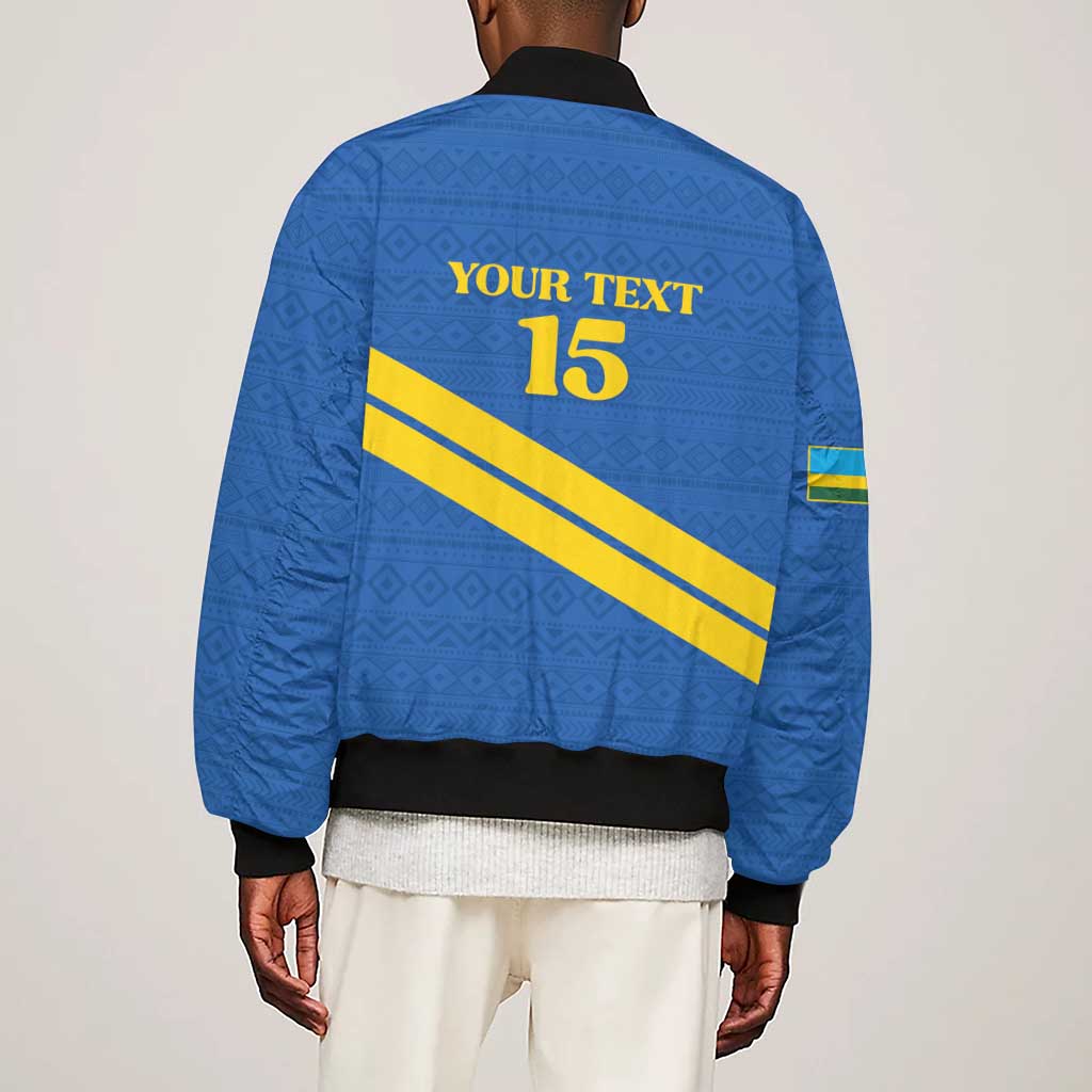 Custom Rwanda Football Sleeve Zip Bomber Jacket Pride Of Rwanda - Blue - Wonder Print Shop