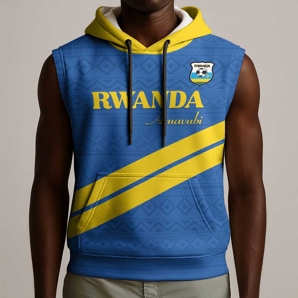 Custom Rwanda Football Sleeveless Hoodie Pride Of Rwanda - Blue - Wonder Print Shop
