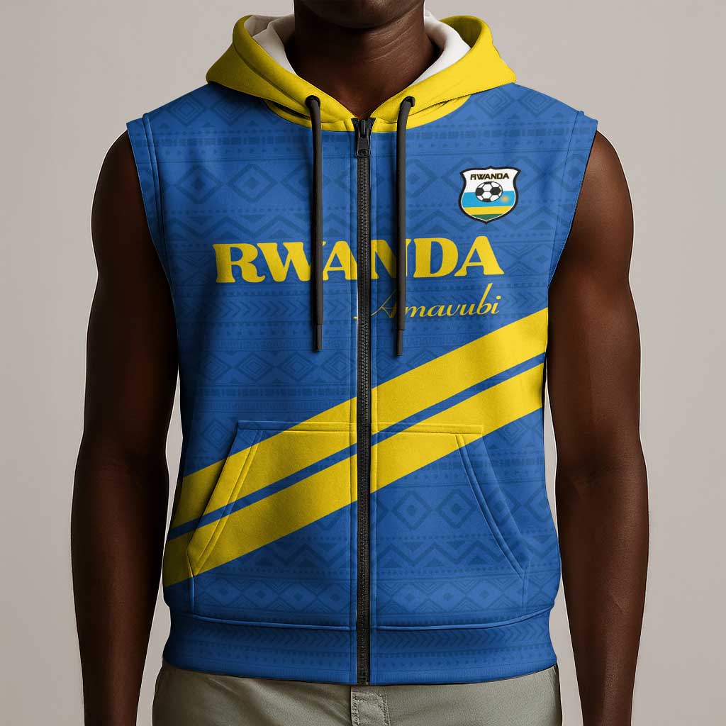 Custom Rwanda Football Sleeveless Zip Hoodie Pride Of Rwanda - Blue - Wonder Print Shop