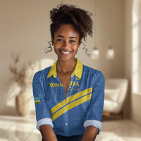 Custom Rwanda Football Women Casual Shirt Pride Of Rwanda - Blue - Wonder Print Shop
