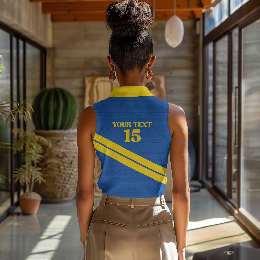 Custom Rwanda Football Women Sleeveless Polo Shirt Pride Of Rwanda - Blue - Wonder Print Shop