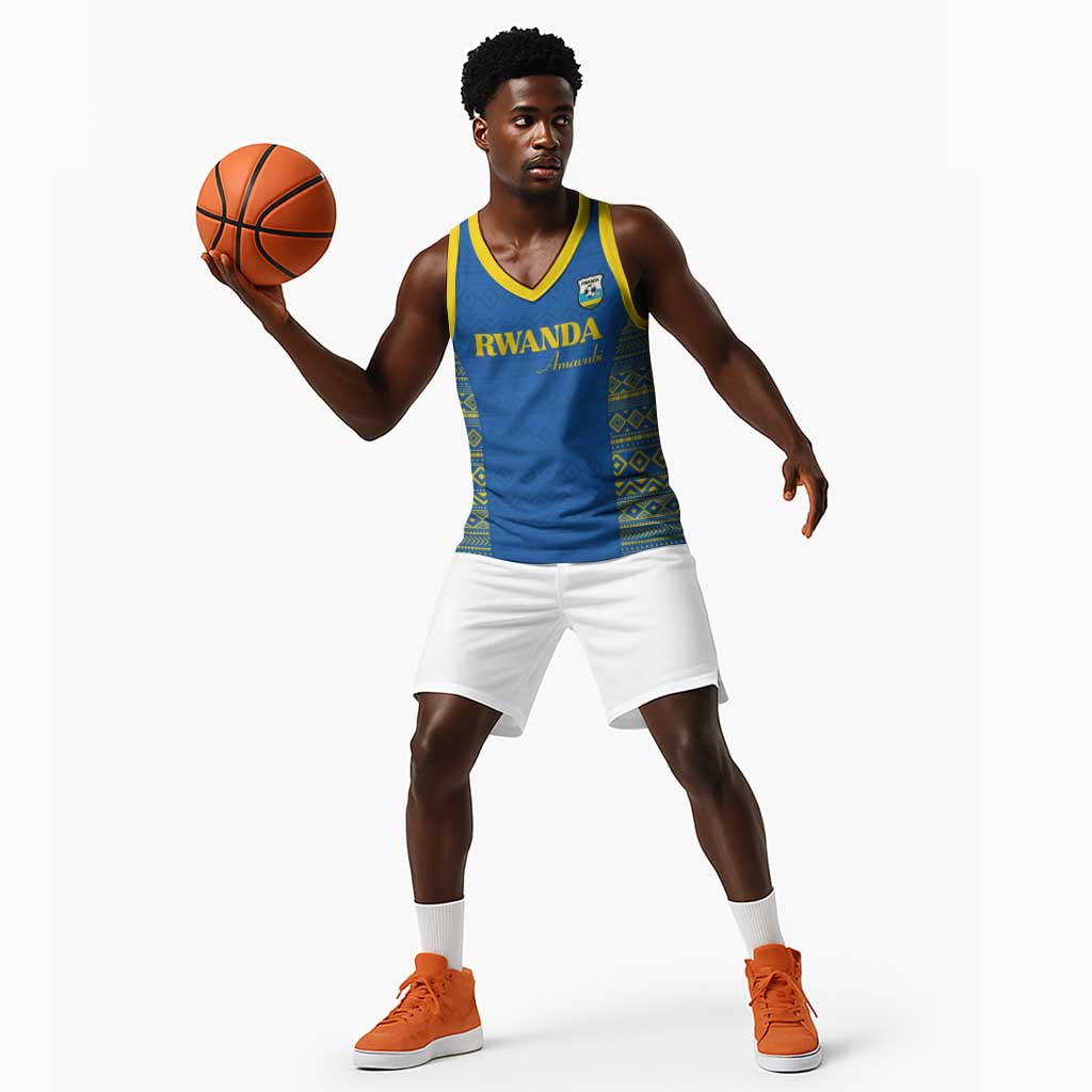 Rwanda Football Custom Basketball Jersey Stand With Amavubi - Blue - Wonder Print Shop