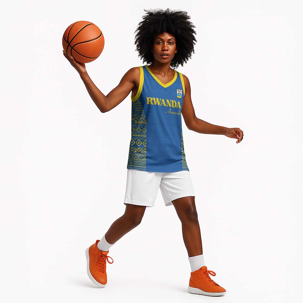Rwanda Football Custom Basketball Jersey Stand With Amavubi - Blue - Wonder Print Shop