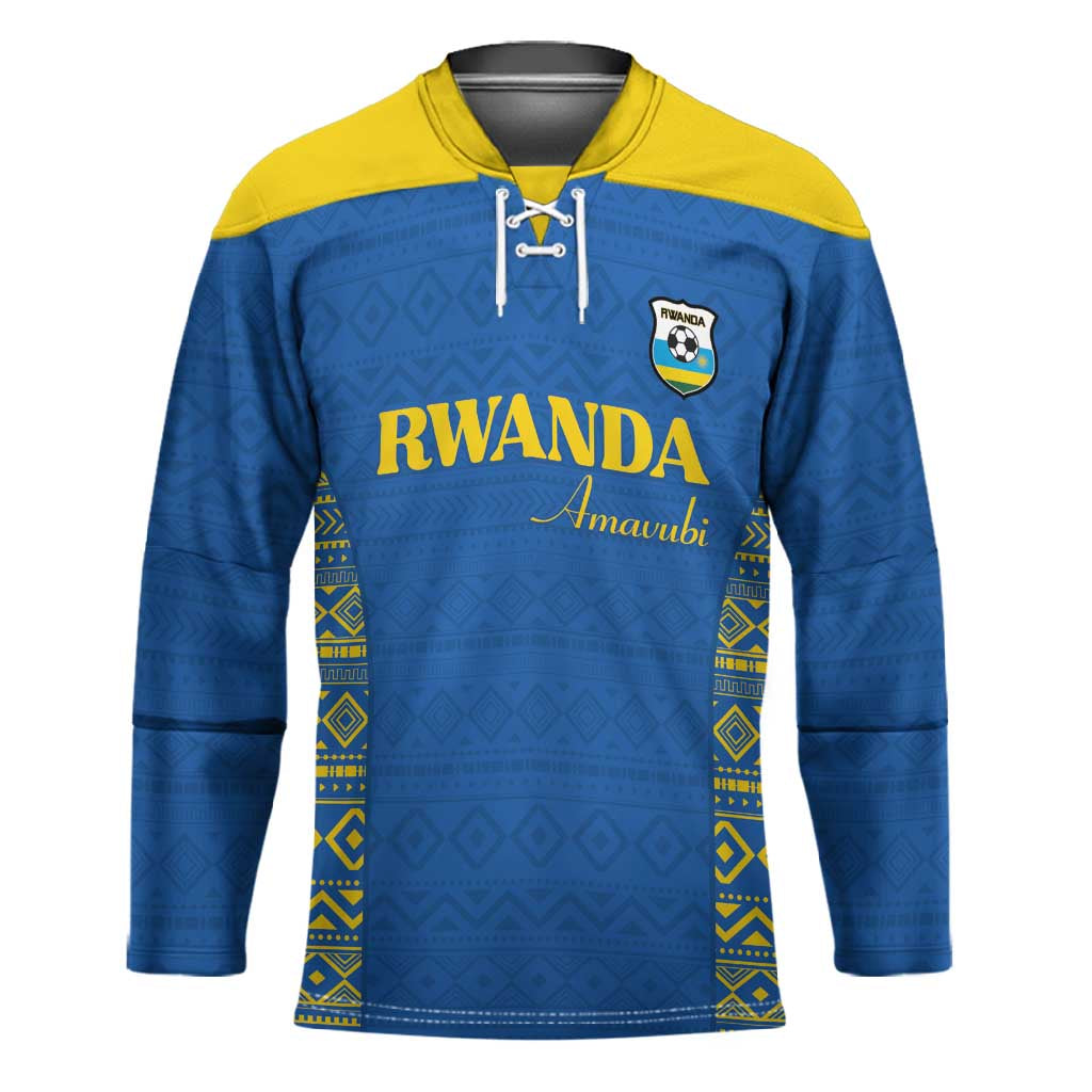 Rwanda Football Custom Hockey Jersey Stand With Amavubi - Blue - Wonder Print Shop