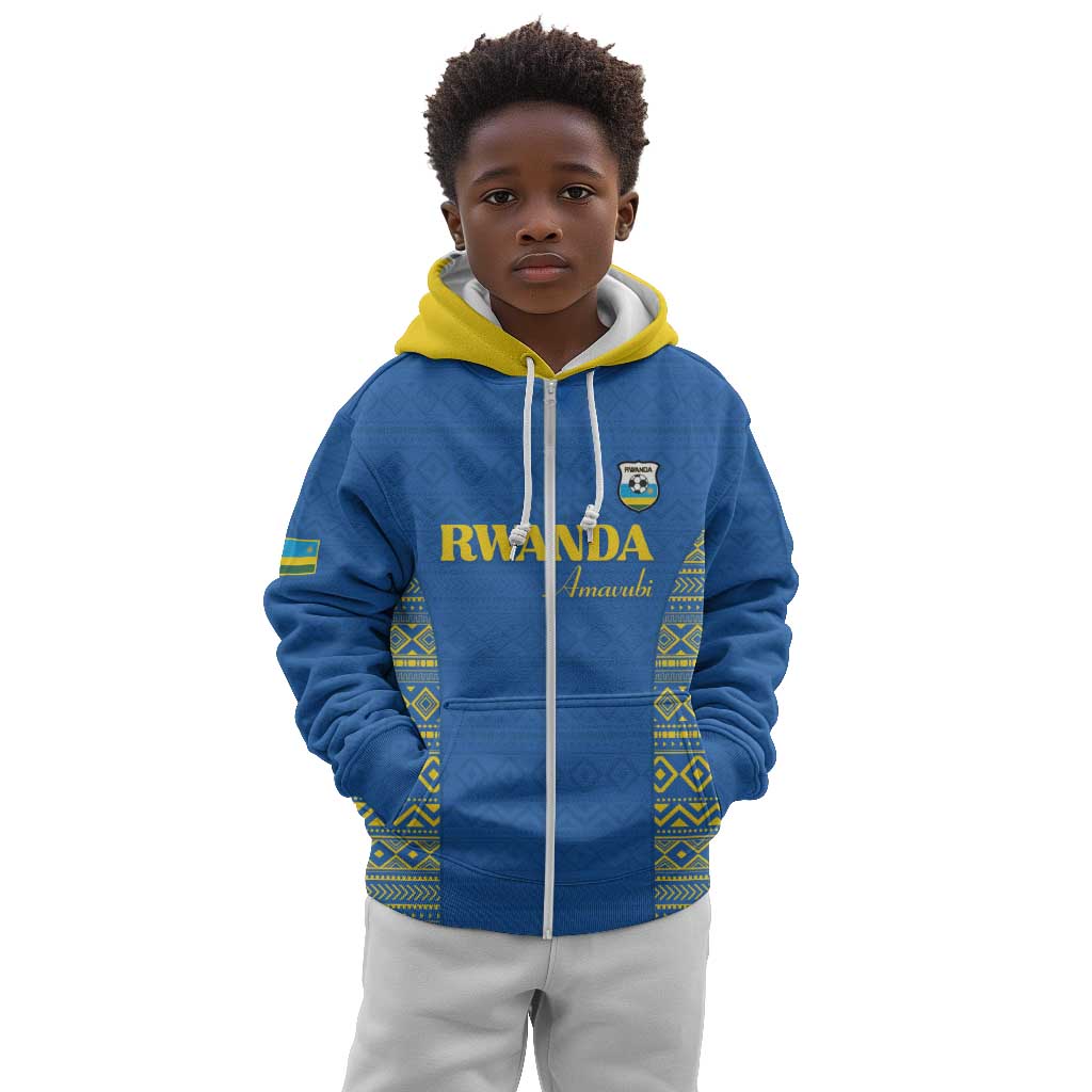 Rwanda Football Custom Kid Hoodie Stand With Amavubi - Blue - Wonder Print Shop