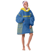 Rwanda Football Custom Kid Wearable Blanket Hoodie Stand With Amavubi - Blue - Wonder Print Shop