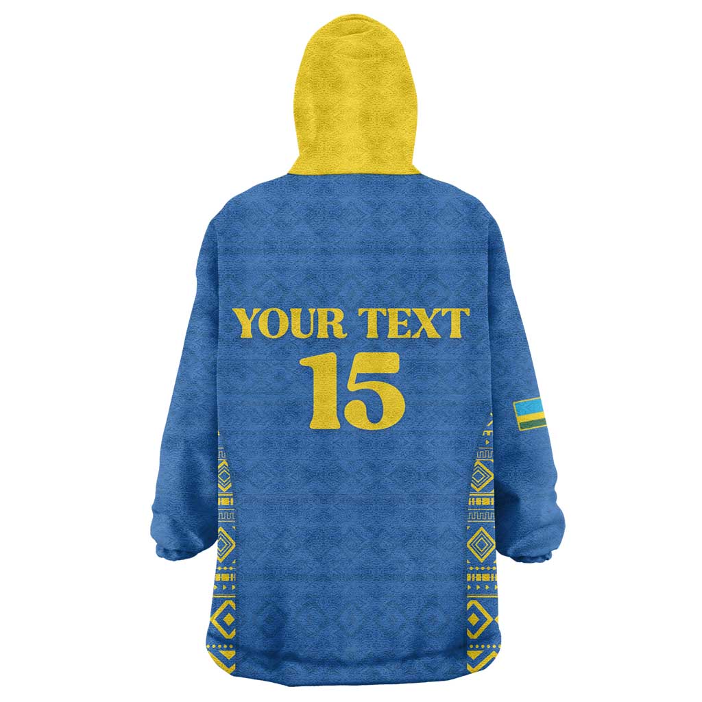 Rwanda Football Custom Kid Wearable Blanket Hoodie Stand With Amavubi - Blue - Wonder Print Shop