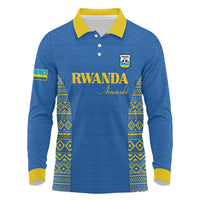 Rwanda Football Custom Long Sleeve Polo Shirt Stand With Amavubi - Blue - Wonder Print Shop