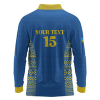 Rwanda Football Custom Long Sleeve Polo Shirt Stand With Amavubi - Blue - Wonder Print Shop