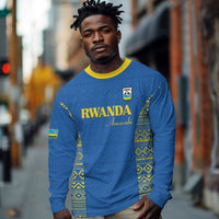 Rwanda Football Custom Long Sleeve Shirt Stand With Amavubi - Blue - Wonder Print Shop