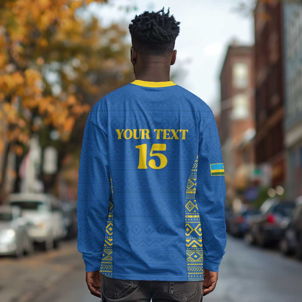 Rwanda Football Custom Long Sleeve Shirt Stand With Amavubi - Blue - Wonder Print Shop