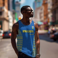 Rwanda Football Custom Men Tank Top Stand With Amavubi - Blue - Wonder Print Shop
