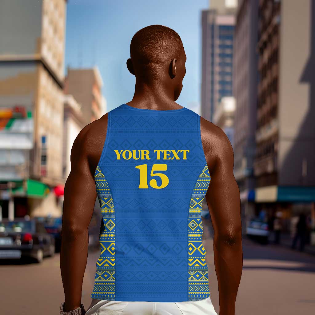 Rwanda Football Custom Men Tank Top Stand With Amavubi - Blue - Wonder Print Shop