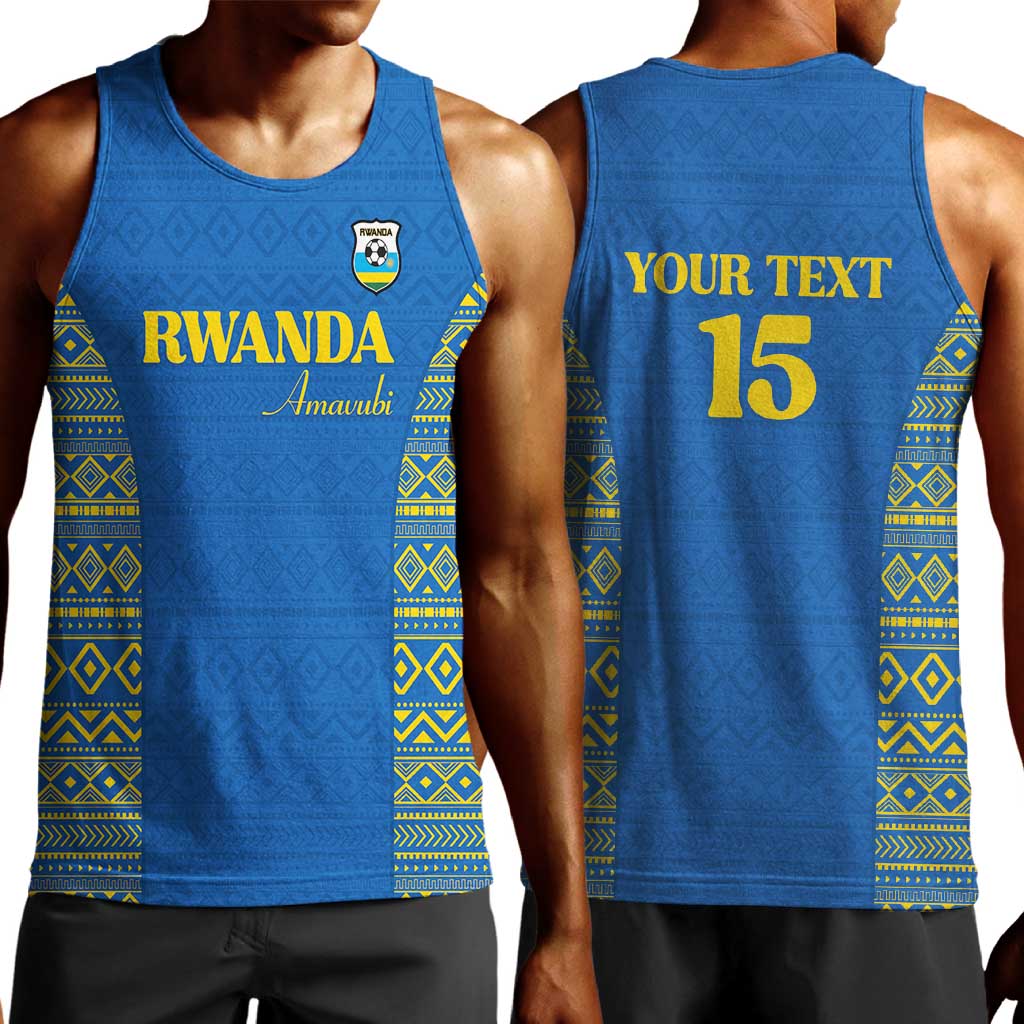 Rwanda Football Custom Men Tank Top Stand With Amavubi - Blue - Wonder Print Shop