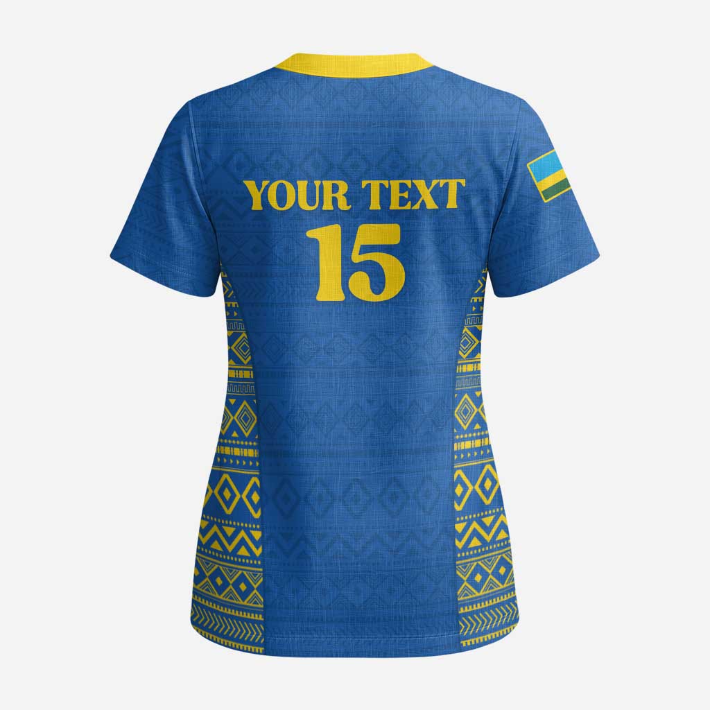 Rwanda Football Custom Scrub Top Stand With Amavubi - Blue - Wonder Print Shop