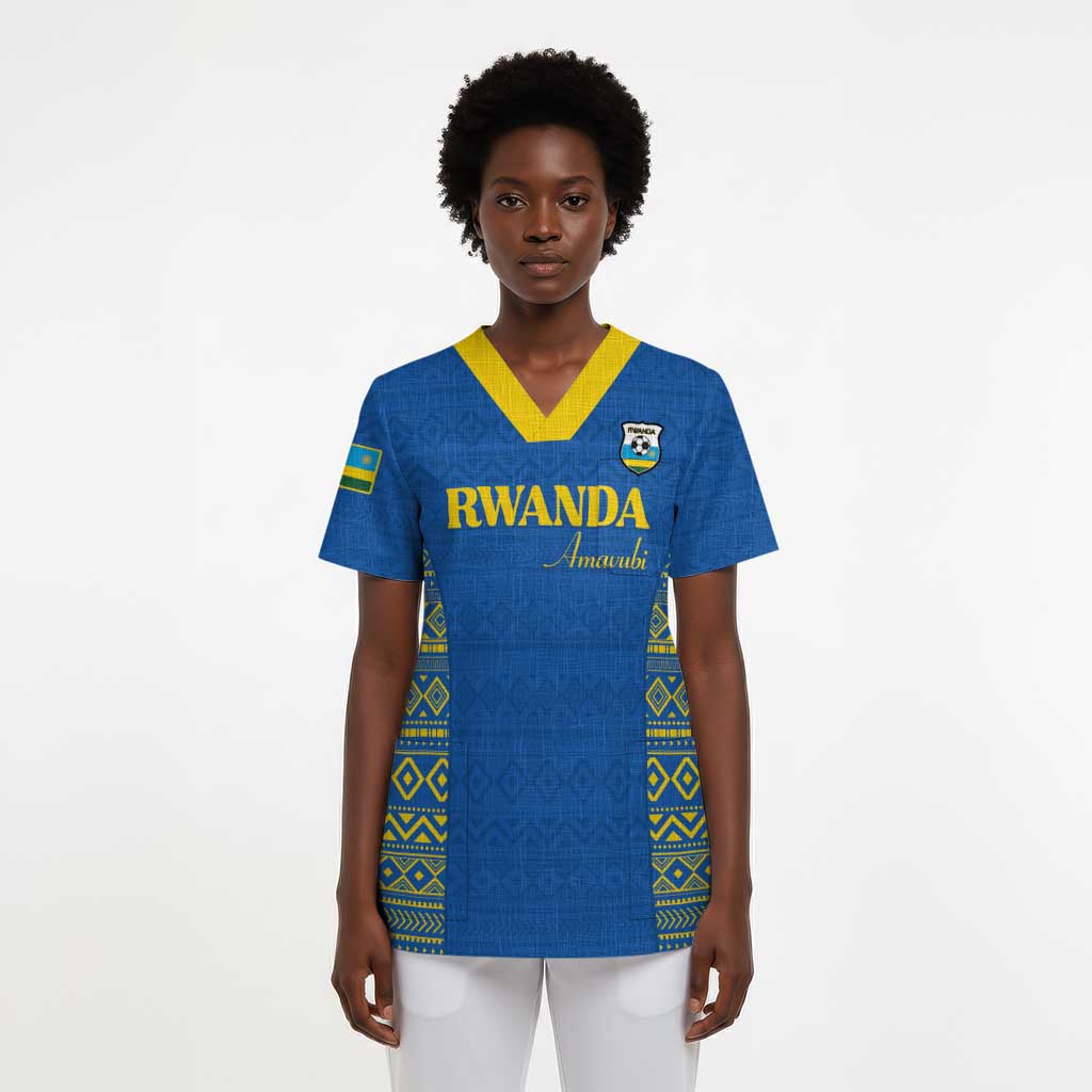 Rwanda Football Custom Scrub Top Stand With Amavubi - Blue - Wonder Print Shop