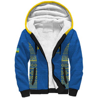 Rwanda Football Custom Sherpa Hoodie Stand With Amavubi - Blue - Wonder Print Shop
