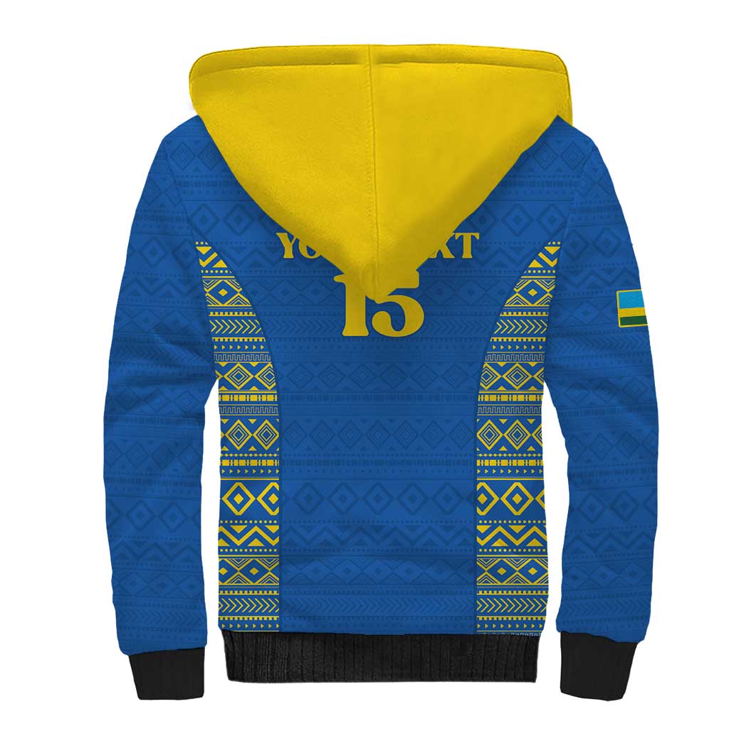 Rwanda Football Custom Sherpa Hoodie Stand With Amavubi - Blue - Wonder Print Shop