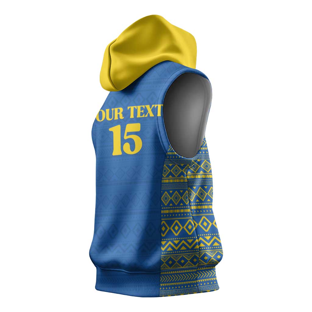 Rwanda Football Custom Sleeveless Hoodie Stand With Amavubi - Blue - Wonder Print Shop