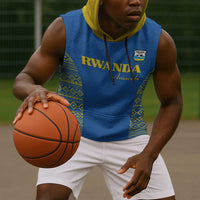 Rwanda Football Custom Sleeveless Hoodie Stand With Amavubi - Blue - Wonder Print Shop