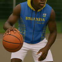 Rwanda Football Custom Sleeveless Zip Hoodie Stand With Amavubi - Blue - Wonder Print Shop