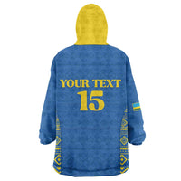 Rwanda Football Custom Wearable Blanket Hoodie Stand With Amavubi - Blue - Wonder Print Shop