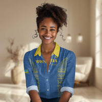 Rwanda Football Custom Women Casual Shirt Stand With Amavubi - Blue - Wonder Print Shop