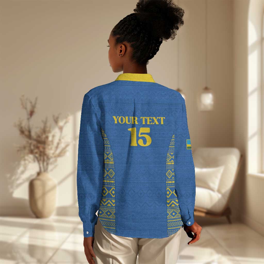 Rwanda Football Custom Women Casual Shirt Stand With Amavubi - Blue - Wonder Print Shop