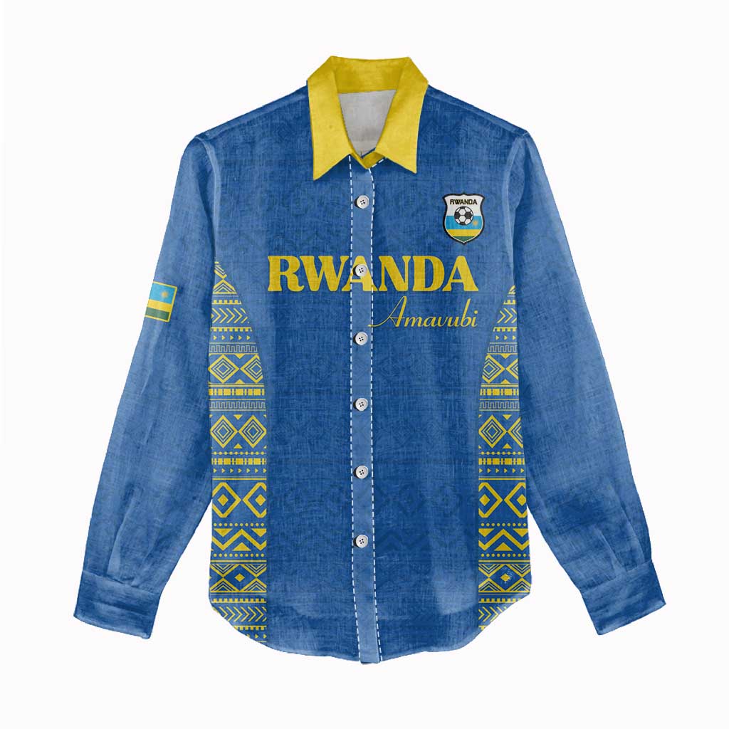 Rwanda Football Custom Women Casual Shirt Stand With Amavubi - Blue - Wonder Print Shop