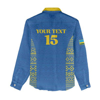 Rwanda Football Custom Women Casual Shirt Stand With Amavubi - Blue - Wonder Print Shop