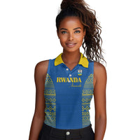Rwanda Football Custom Women Sleeveless Polo Shirt Stand With Amavubi - Blue - Wonder Print Shop