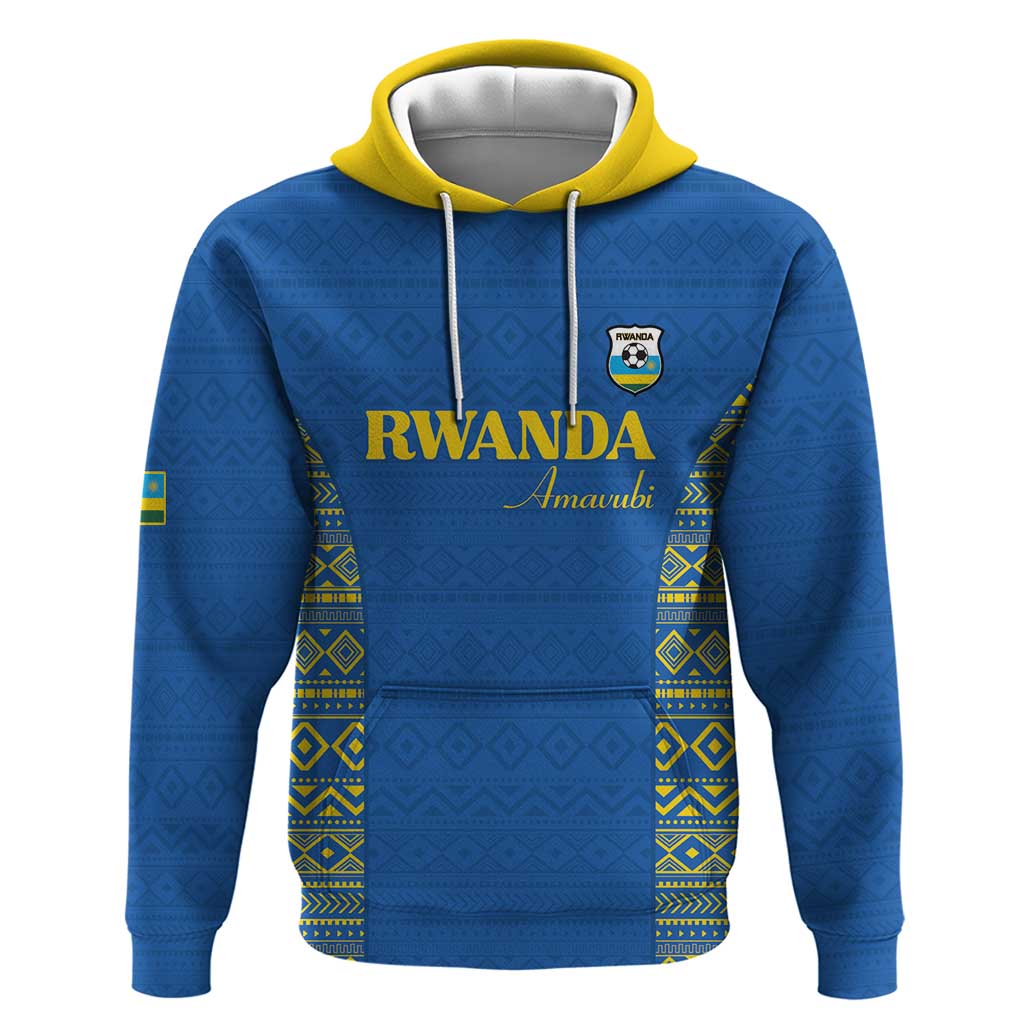 Rwanda Football Custom Zip Hoodie Stand With Amavubi - Blue - Wonder Print Shop