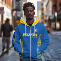 Rwanda Football Custom Zip Hoodie Stand With Amavubi - Blue - Wonder Print Shop
