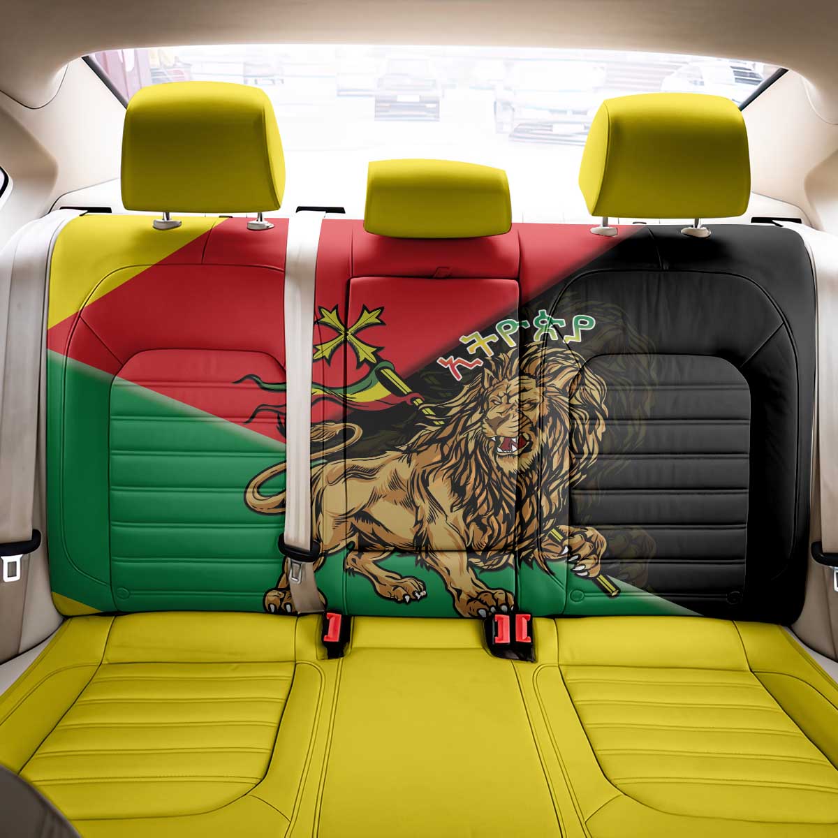Ethiopia Empire 1270-1974 Back Car Seat Cover Lion Of Judah With Ethiopian Cross