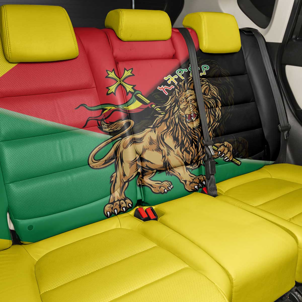 Ethiopia Empire 1270-1974 Back Car Seat Cover Lion Of Judah With Ethiopian Cross