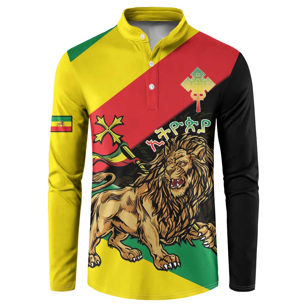 Ethiopia Empire 1270-1974 Button Sweatshirt Lion Of Judah With Ethiopian Cross