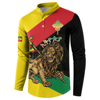 Ethiopia Empire 1270-1974 Button Sweatshirt Lion Of Judah With Ethiopian Cross
