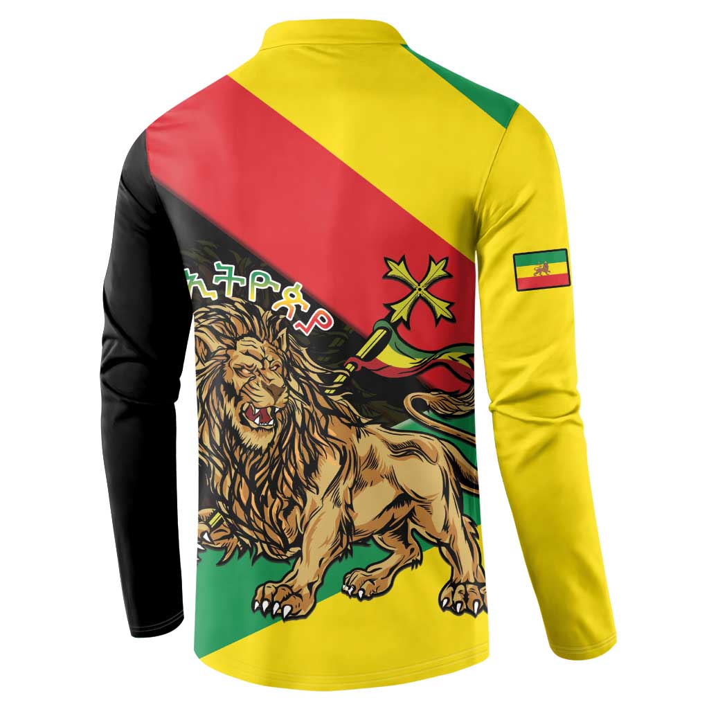 Ethiopia Empire 1270-1974 Button Sweatshirt Lion Of Judah With Ethiopian Cross