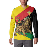 Ethiopia Empire 1270-1974 Button Sweatshirt Lion Of Judah With Ethiopian Cross