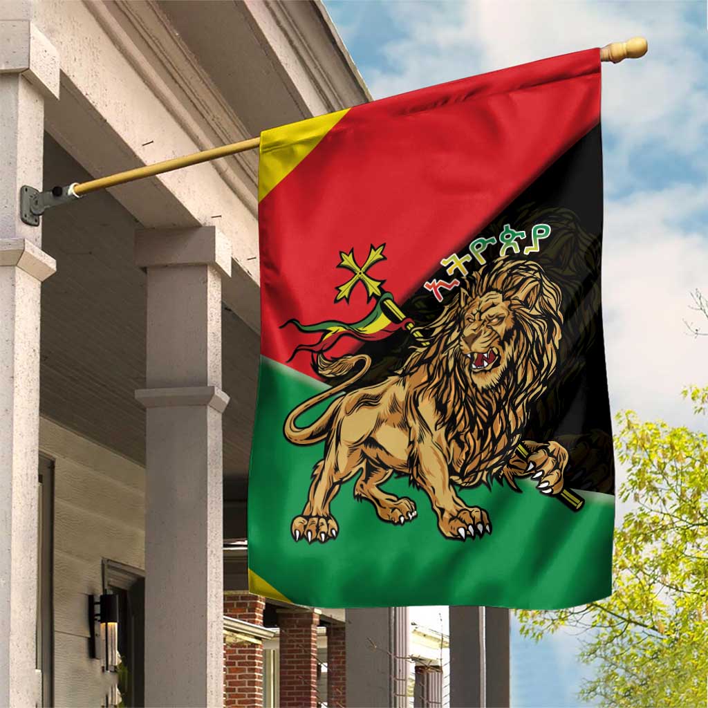 Ethiopia Empire 1270-1974 Garden Flag Lion Of Judah With Ethiopian Cross