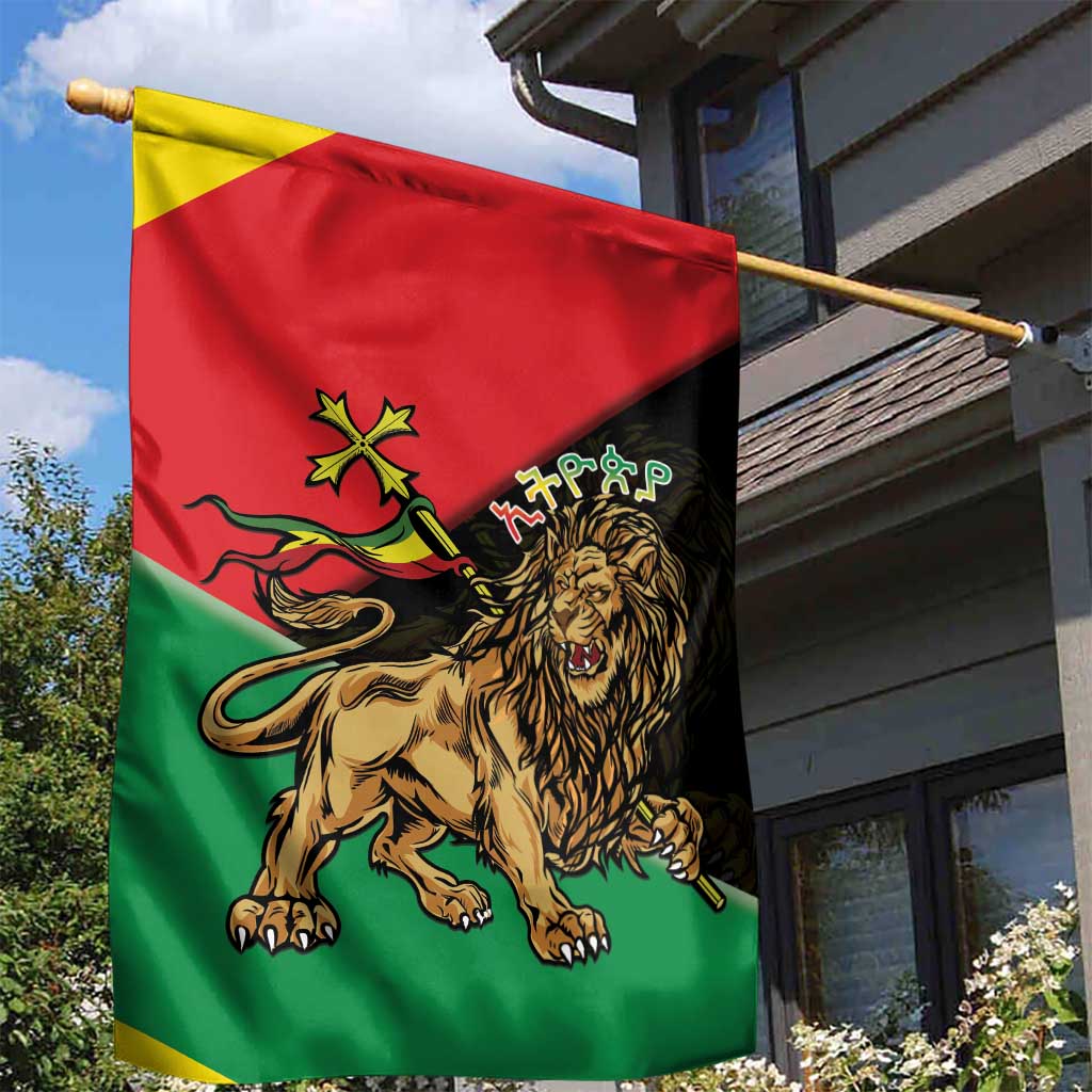 Ethiopia Empire 1270-1974 Garden Flag Lion Of Judah With Ethiopian Cross