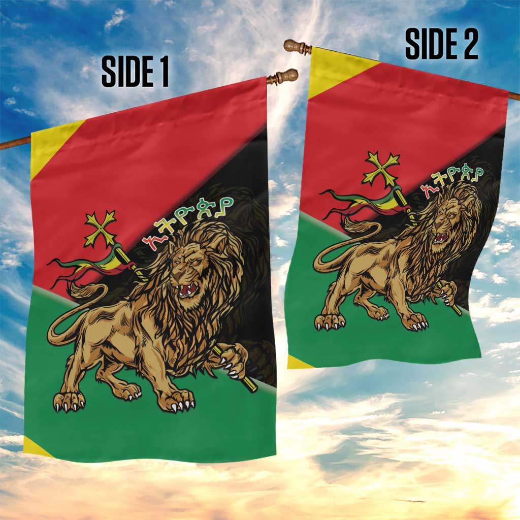 Ethiopia Empire 1270-1974 Garden Flag Lion Of Judah With Ethiopian Cross
