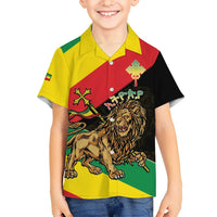 Ethiopia Empire 1270-1974 Kid Hawaiian Shirt Lion Of Judah With Ethiopian Cross